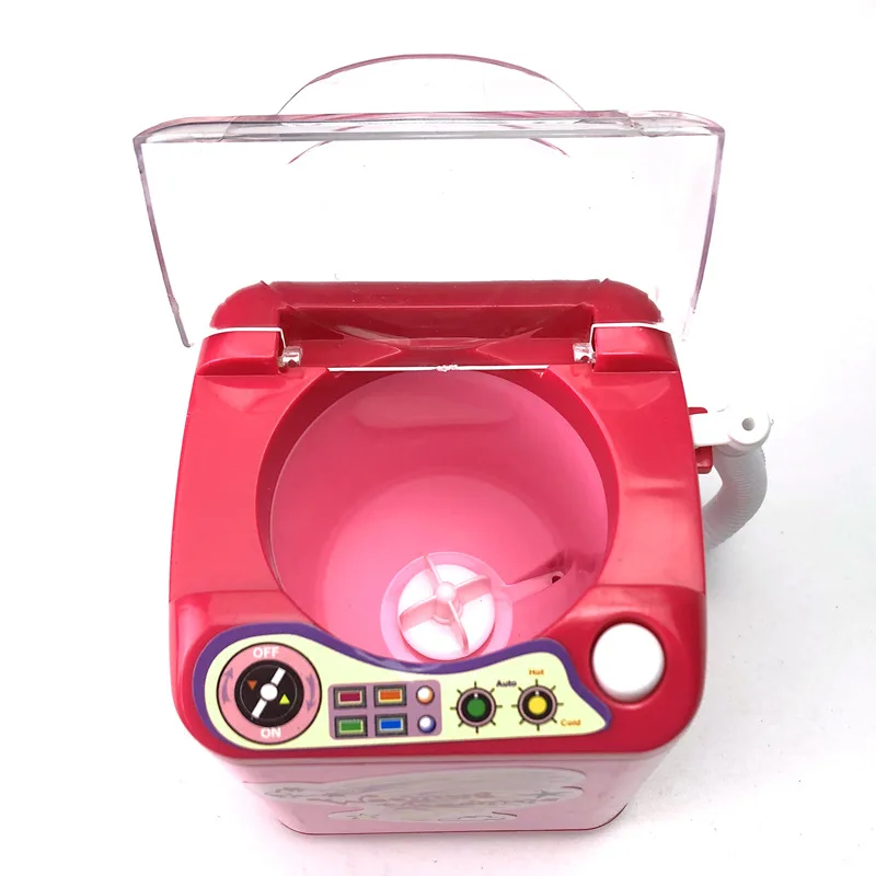 Mini lavadora el&eacute;ctrica para ni&ntilde;os, juego de roles, juguete para lavar, brochas de maquillaje, juguetes de limpieza para ni&ntilde;as, rojo, rosa, aleatorio-2