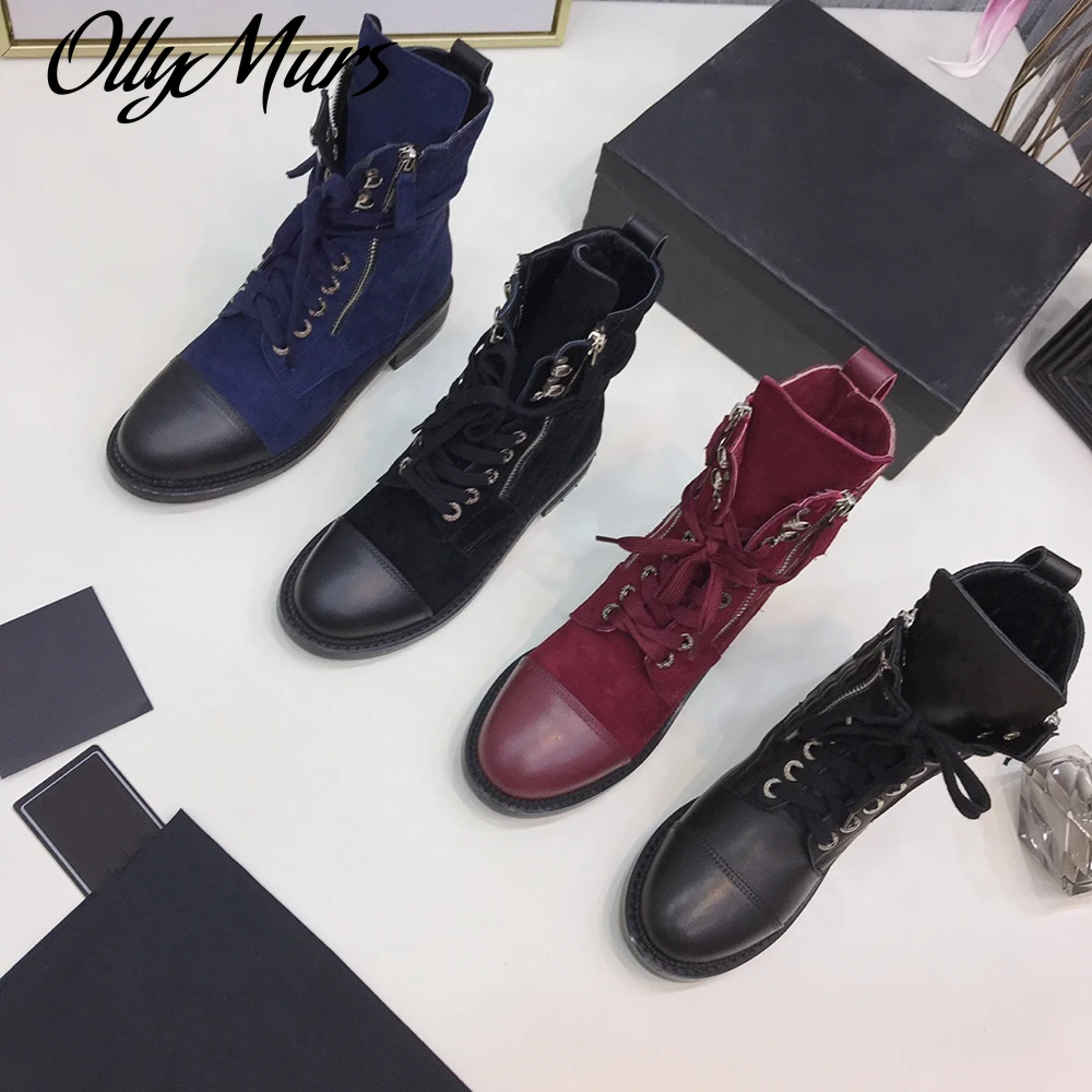 

Ollymurs Women's Boots Winter Classic Women's Boots Genuine Leather Women's Boots Patchwork Ankle Boots High Quality Brand Boots