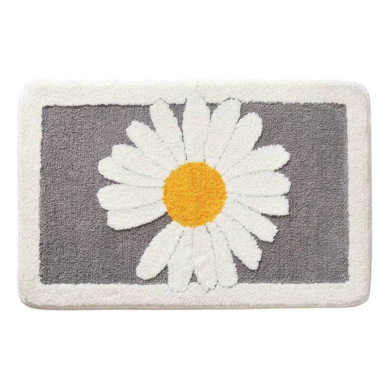 small daisy flower home thicken flocked bathroom door mat absorbent non slip bedroom floor rug free global shipping