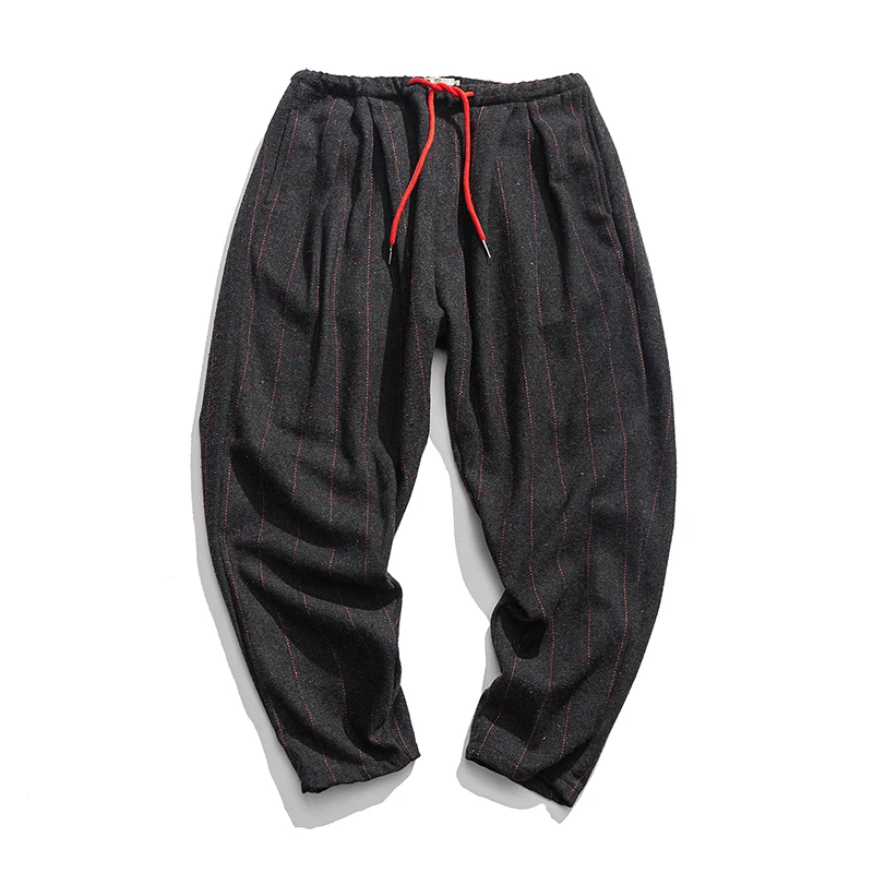 

3 Color Men Winter Thick Warm Woolen Casual Plaid Harem Pant Male Loose Fashion Trousers Streetwear Hip Hop Pant Plus Size M-5XL