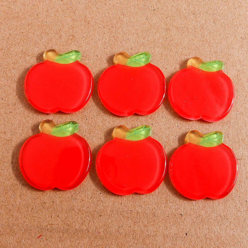 

10pcs 22*22mm Cute Fruit Apple Cabochons Flatback Scrapbook Crafts for Jewelry Making DIY Headwear Hairpin Brooch Accessories