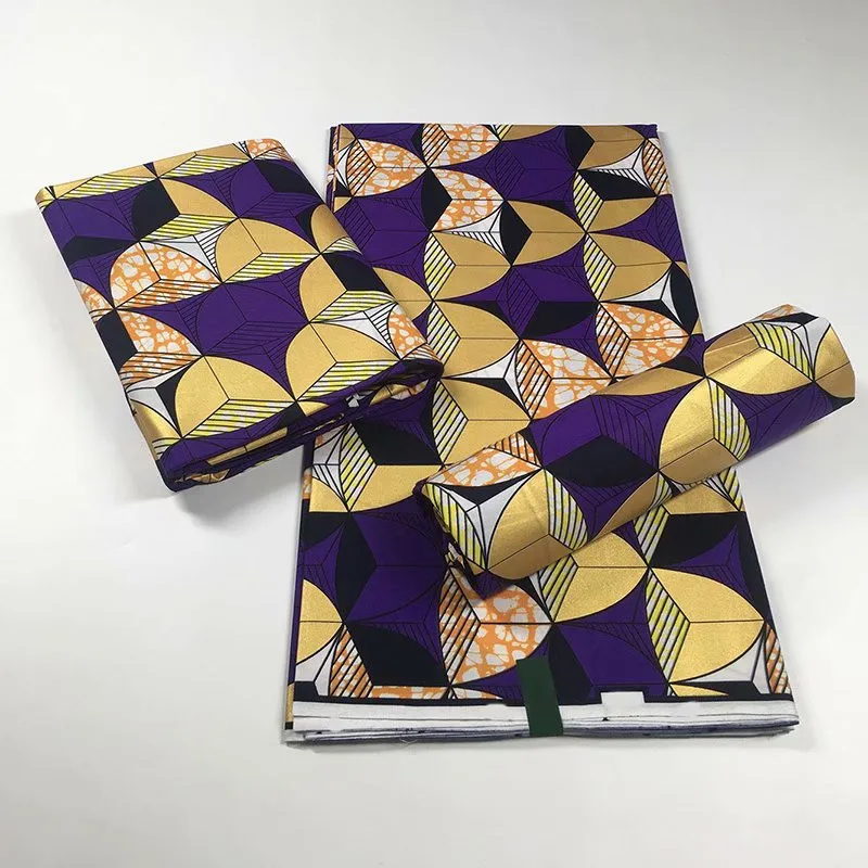 

New Fashion Anakra 100% Cotton African Wax Fabric Gold Print Nigerian Ghana Kitenge Dashiki Real Wax Fabric 6 Yards/lot VL-16