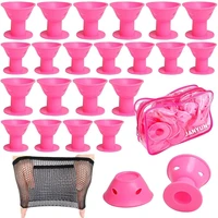 40 pcs pink magic hair rollersinclude 20pcs large silicone curlers and 20pcs small silicone curlers hair curling hair curler