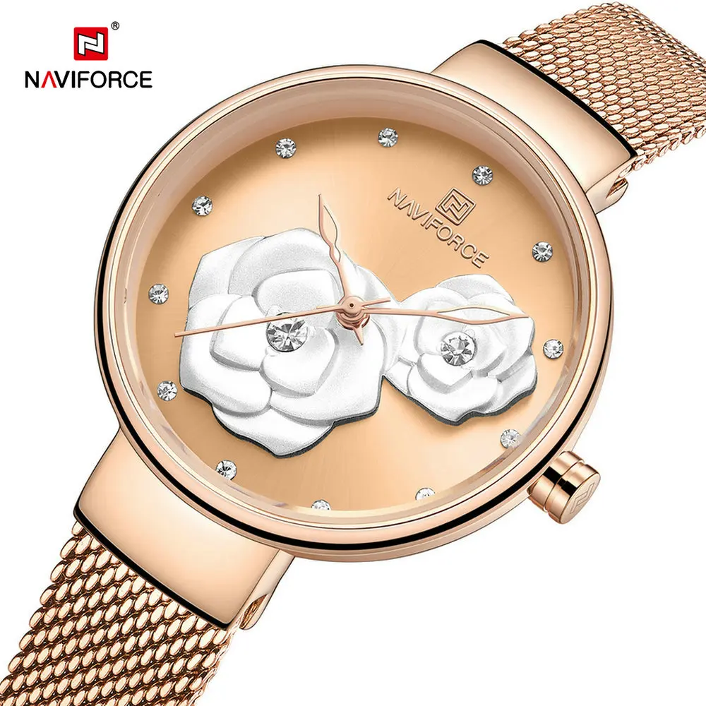 NAVIFORCE модные кварцевые женские часы Лидирующий бренд Роскошные