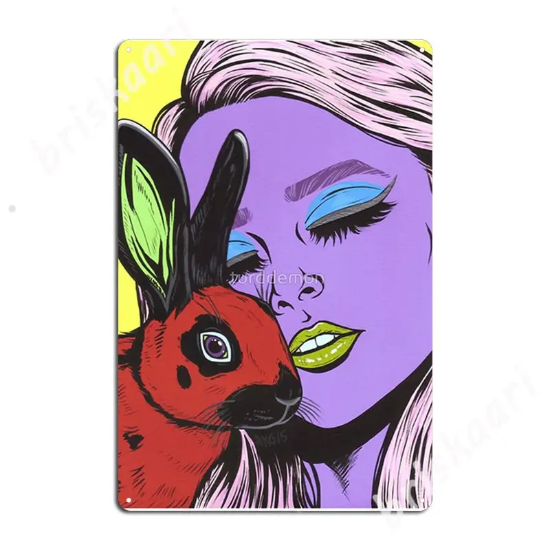 

Girl With Rabbit Metal Signs Wall Mural Cinema Classic Poster Tin sign Posters