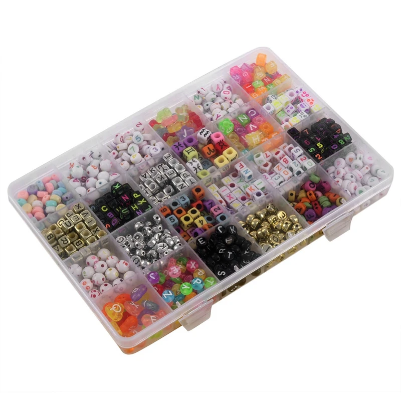 

English Letter Acrylic Beads Square Flat Alphabet Beads with DIY Jewelry Bracelet Making Millet Beads Set