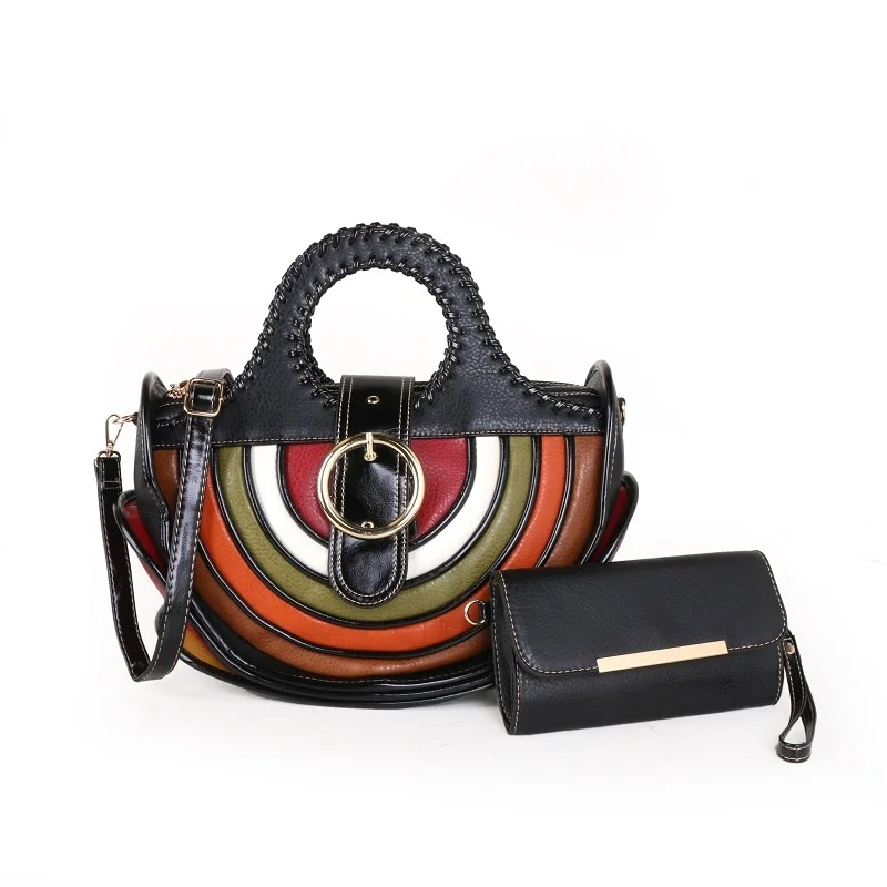 

New women's bag fashion rainbow ring buckle bag Single Shoulder Messenger Bag 2021 splicing handbag