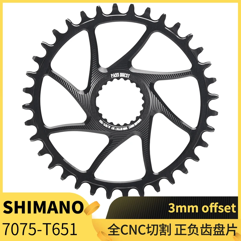 PASS QUEST 3mm 6mm Offset bike Chainring 28-38T MTB Narrow Wide Bicycle Chainwheel for deore xt M7100 M8100 M9100 12S Crankset