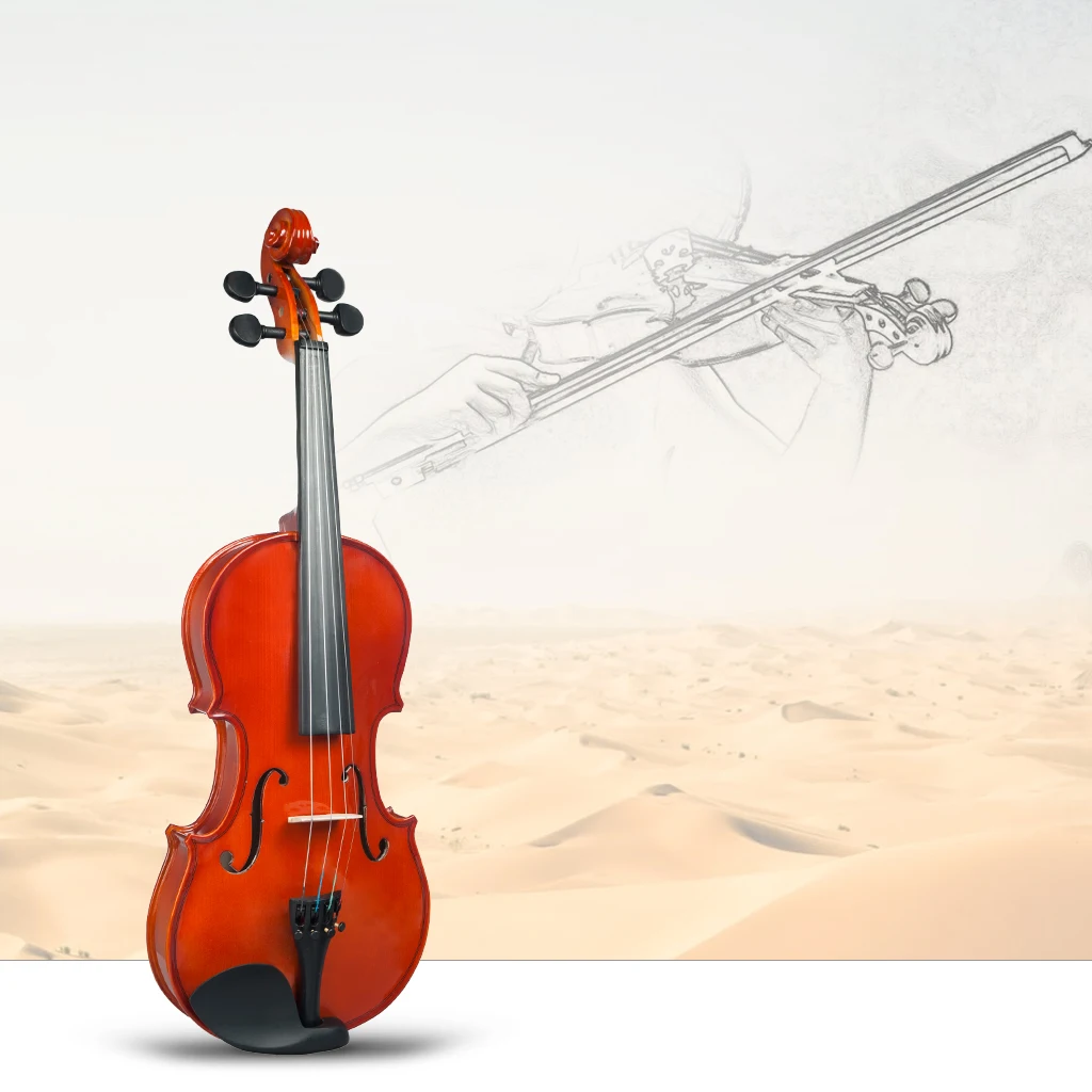 NEW 3/4 Violin High Gloss Finishing Violin W/Case+Bow+Rosin Set For Biginner Violin Learner Natural Color Violin/Fiddle enlarge