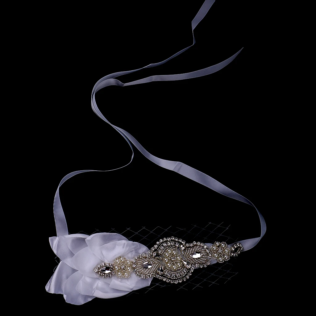Ободок для волос со стразами белая сетчатая повязка на голову с блестящими