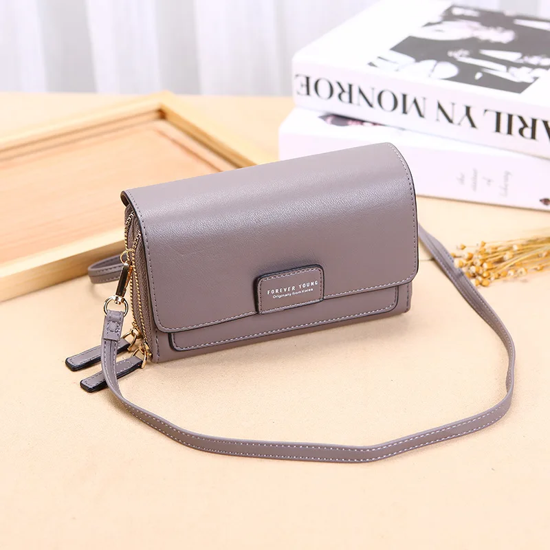 2021 new wallet fashion lady multi card position clutch pu large capacity casual one shoulder messenger bag mobile phone bag free global shipping