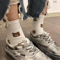 1 pair of cute cartoon womens pure cotton socks cute and fashionable bear socks five colors of pure cotton female socks