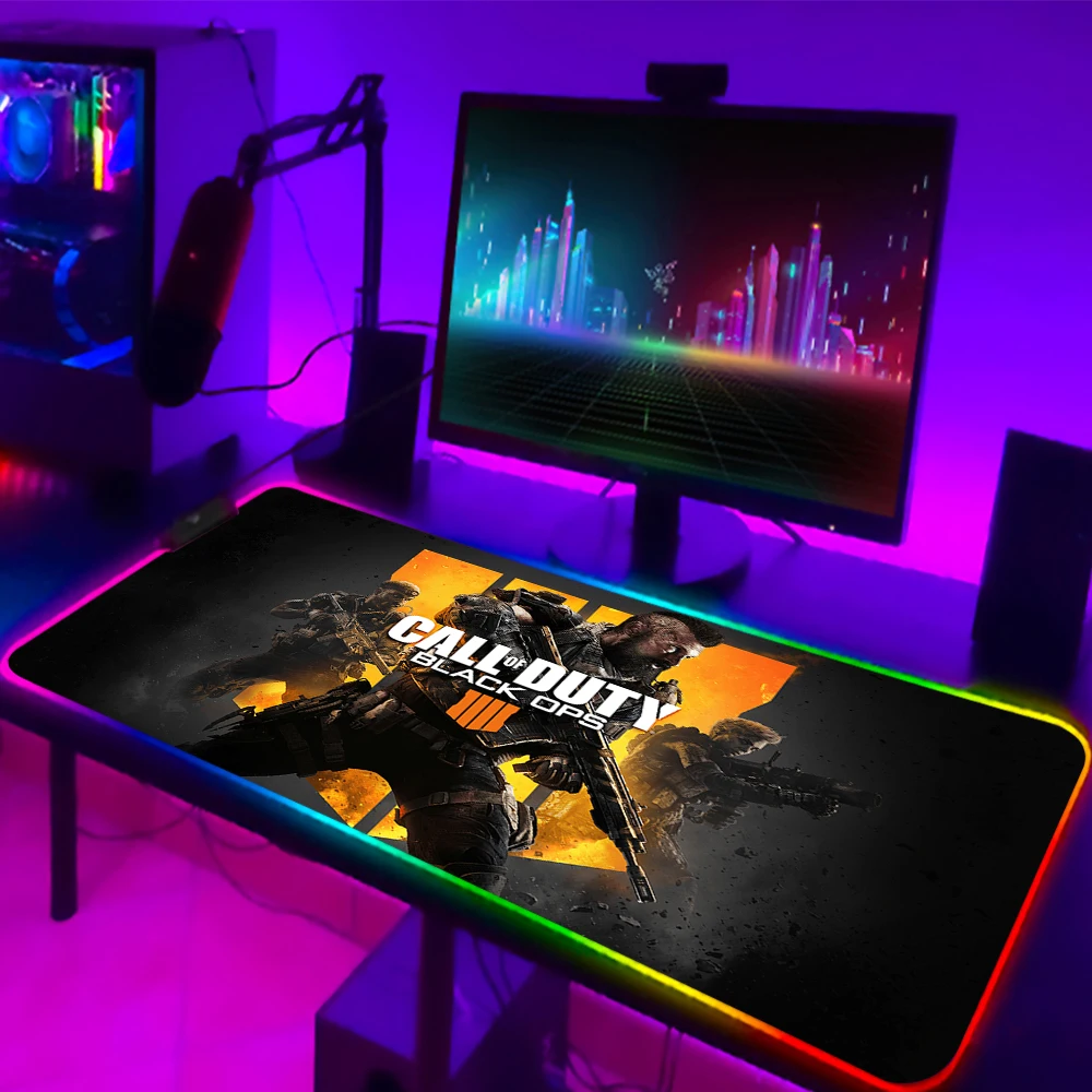 rgb led light call of duty warzone mouse pad gaming accessories xl gamer desk mat laptop keyboard table with backlit mousepad free global shipping