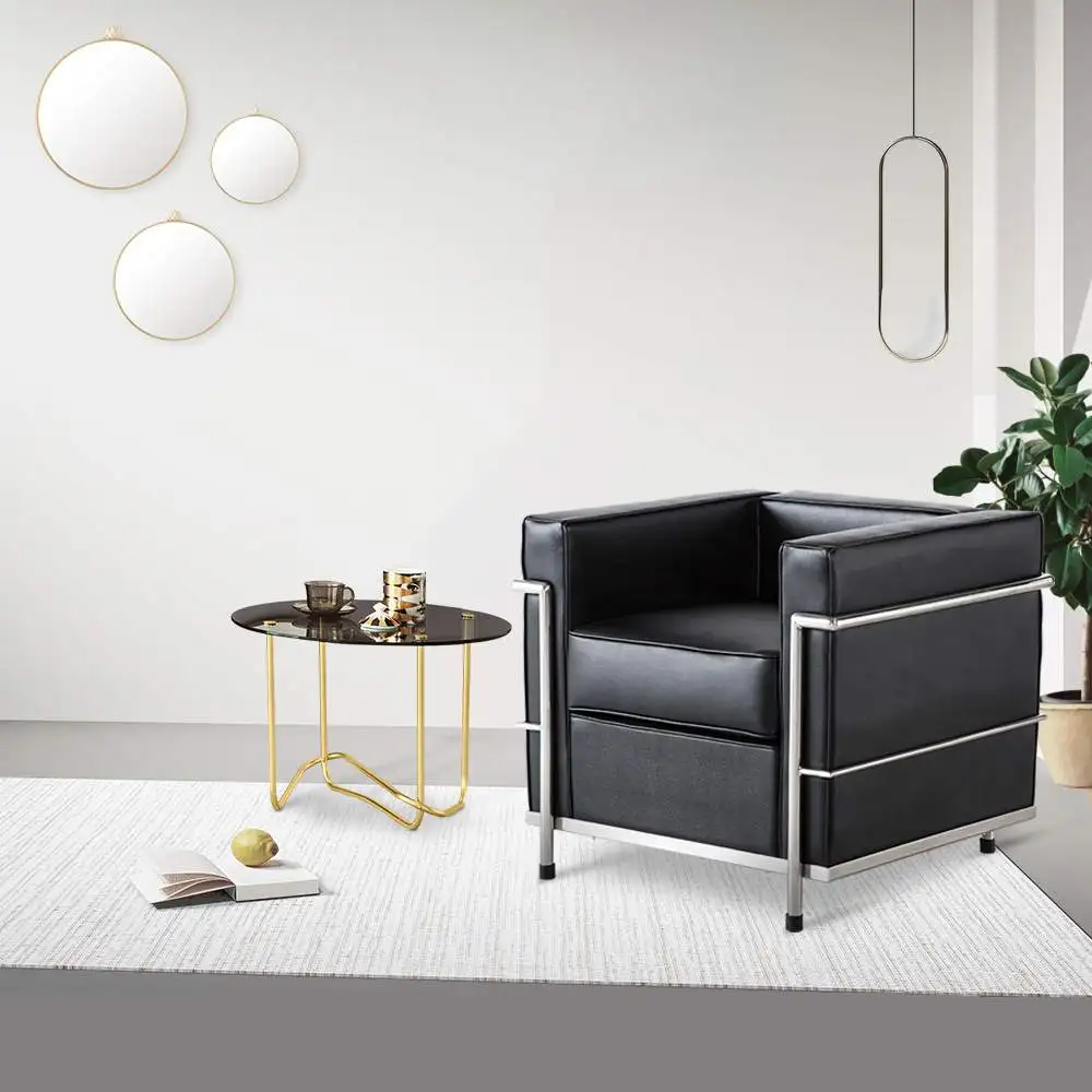 

Nordic Leatherette Sofa Stainless Steel Frame Home Furniture Sofa for Living Room Hotels Reclining Lounge Sofa US in Stock