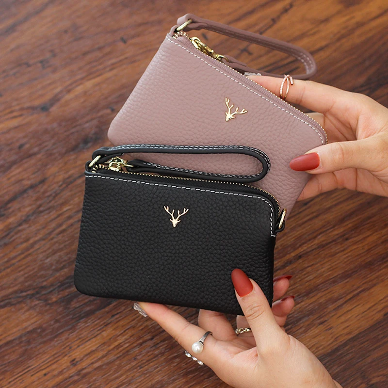 Women Small Purses Woman Short Leather Ladies Wallets Zipper Purse Money Bag with Key Chain Card Slots Mini Coin Pocket | Багаж и сумки