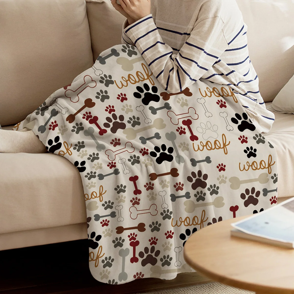 Мультяшные отпечатки собачьих лап кости одеяло с животными Забавный