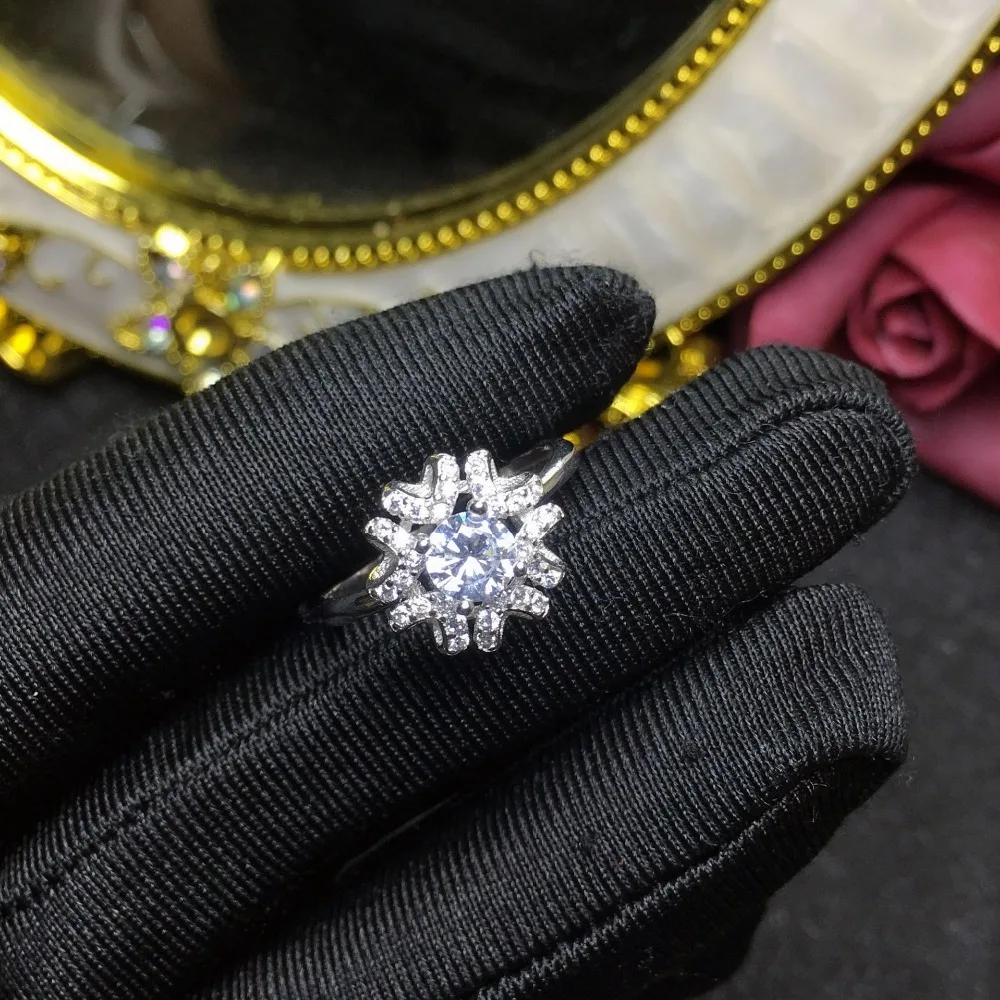 Круглое серебряное кольцо Moissanite 1.00ct D VVS роскошное свадебное кольцо Moissanite для женщин