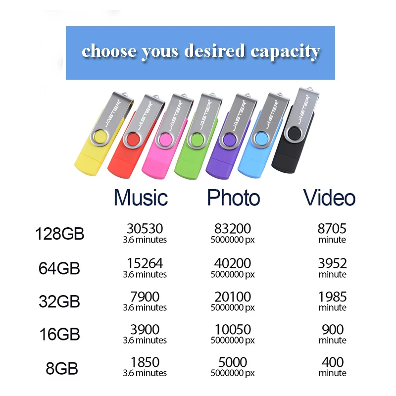 JASTER USB 2 0 Смартфон Android OTG флэш-накопитель Pen Drive для Android/ПК карта памяти 4 ГБ 8 16 32 64 128