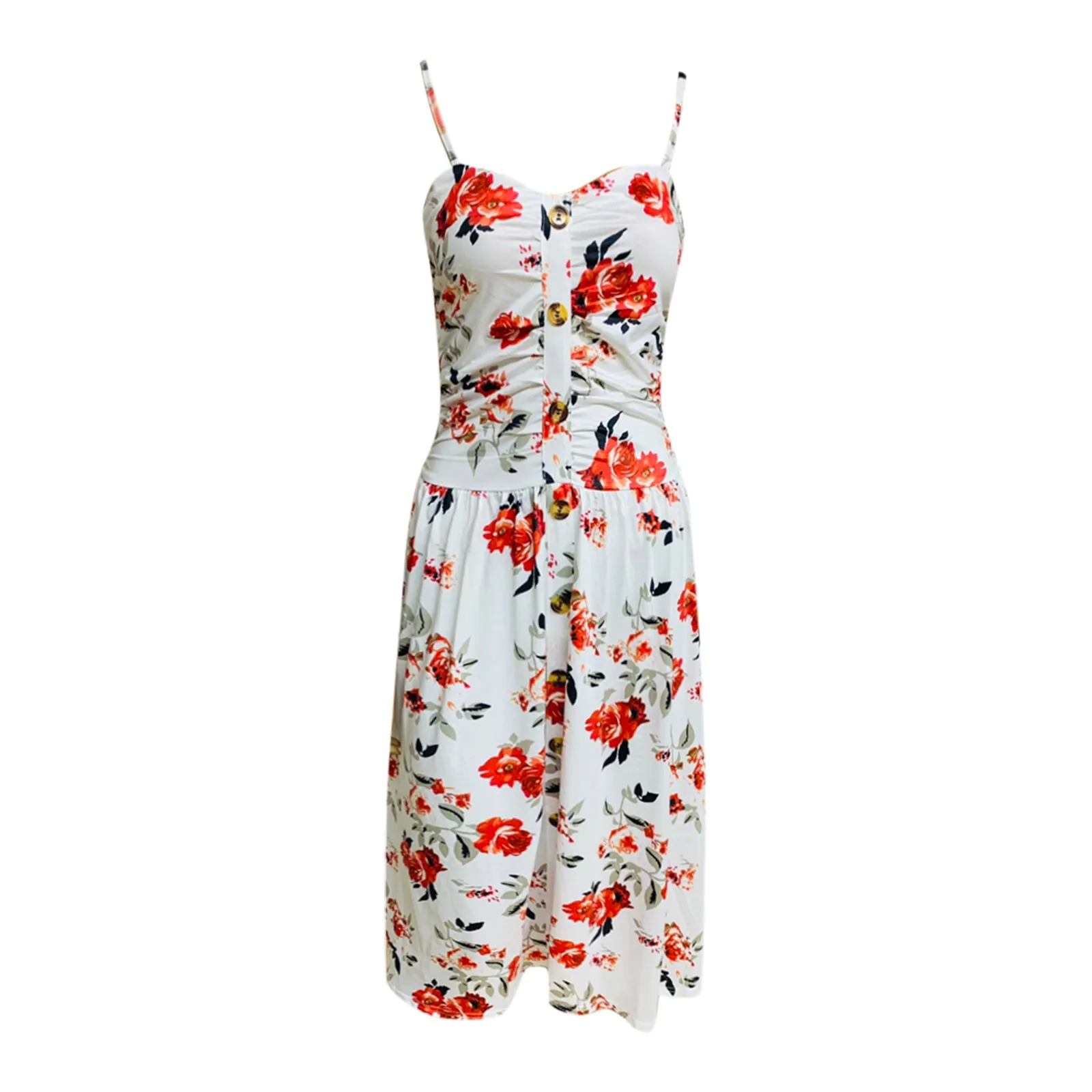 

40# Floral Printed Vintage Dress Women Summer Sleeveless Camisole V-neck Dress Boho Holiday A Line Dresses For Women Vestidos