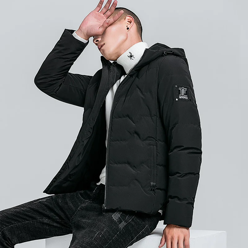 

Men's winter cotton-padded clothes new youth trend favors a hooded casual upset to keep warm