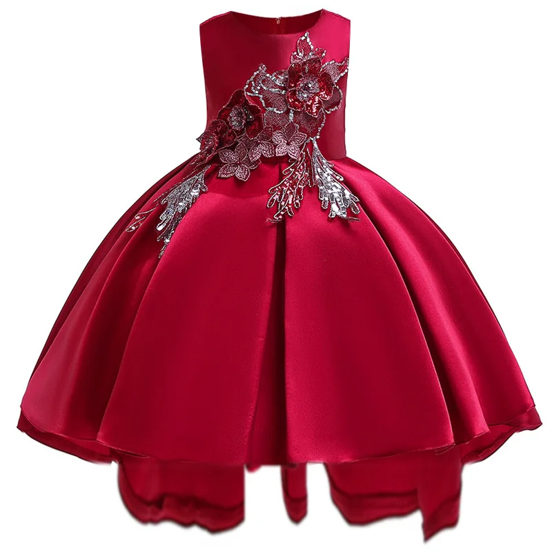 New girls tail dress twill forging sequins embroidered princess wedding banquet tuxedo suitable for 3-8 years old | Детская одежда и