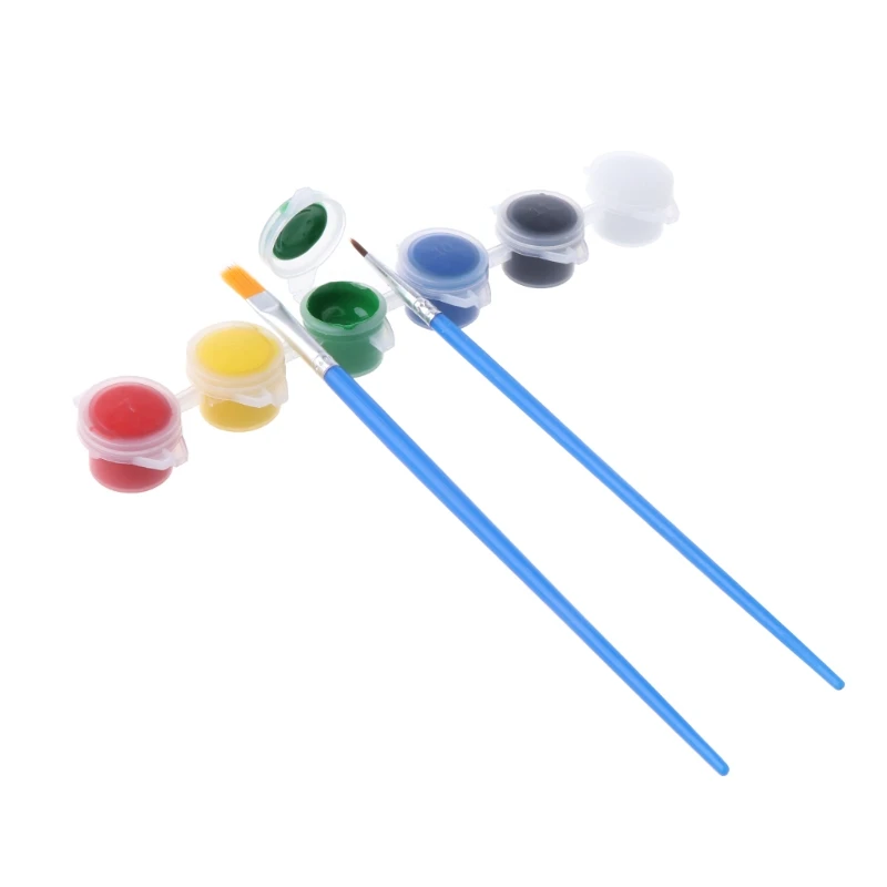 

6 Colors Acrylic Paints w/ 2 Brushes Nail Art Wall Oil Painting Tools Art Supply E56C
