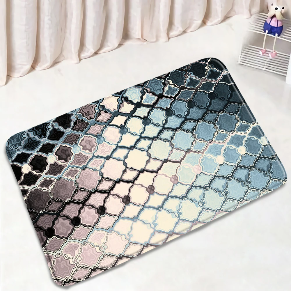 Коврики фланелевые для ванной и кухни простые Нескользящие коврики в черно-белую