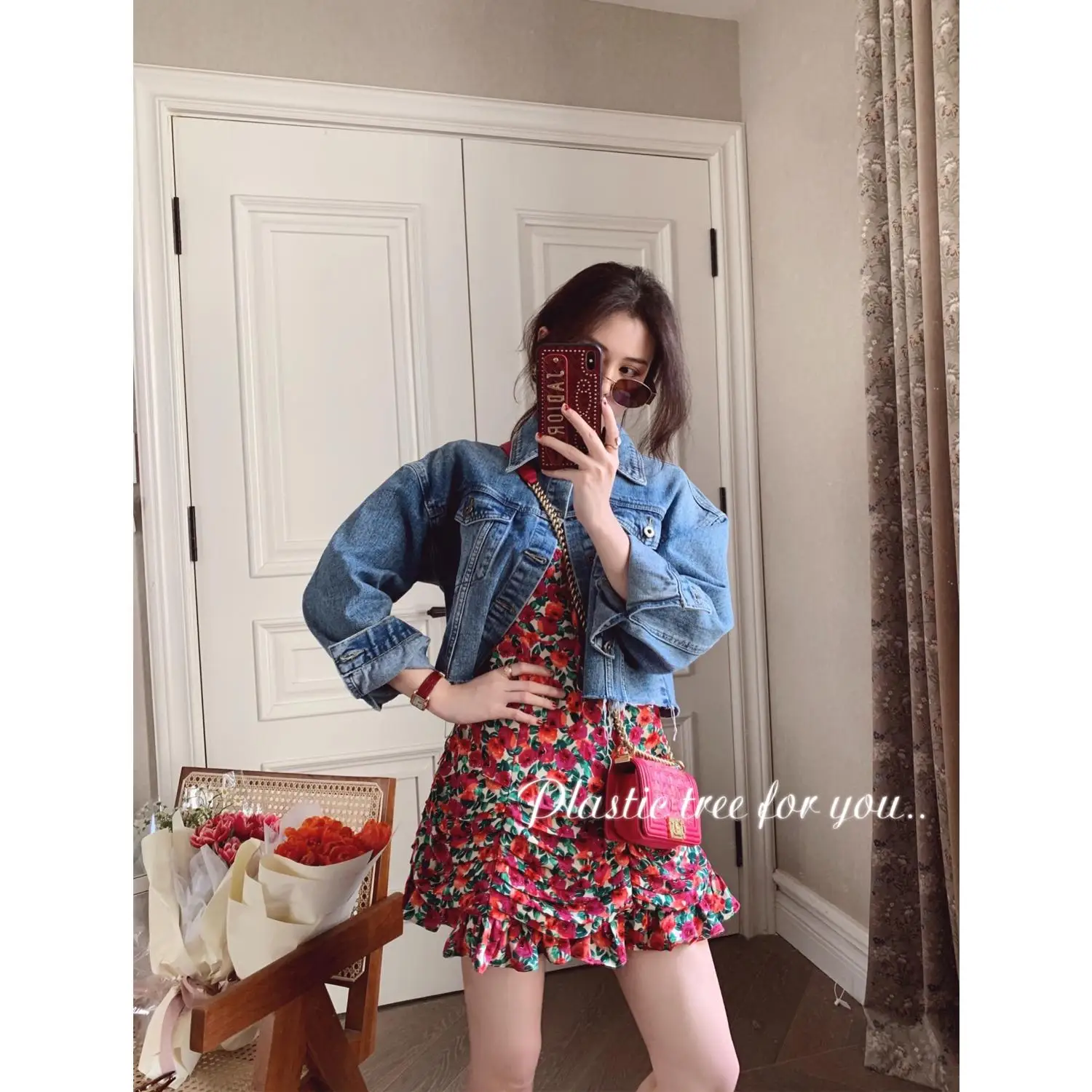 

ZOSOL Retro Dress Floral High Waist Puff Sleeve Short Dress