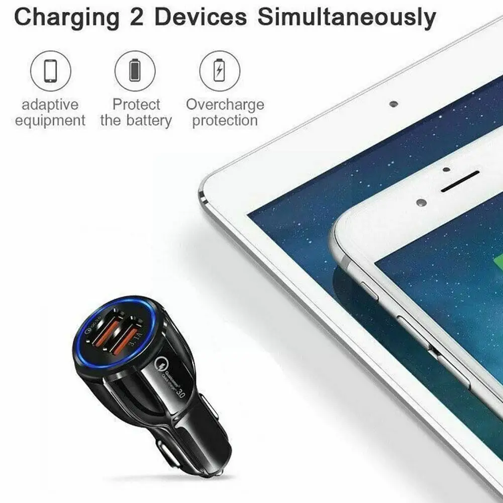 

Universal Car Charger For Phone Quick Charge 3.0 Fast Charging in car 2 Port USB Phone Charger For Samsung S10 S9 iPhone 11 O8Q0