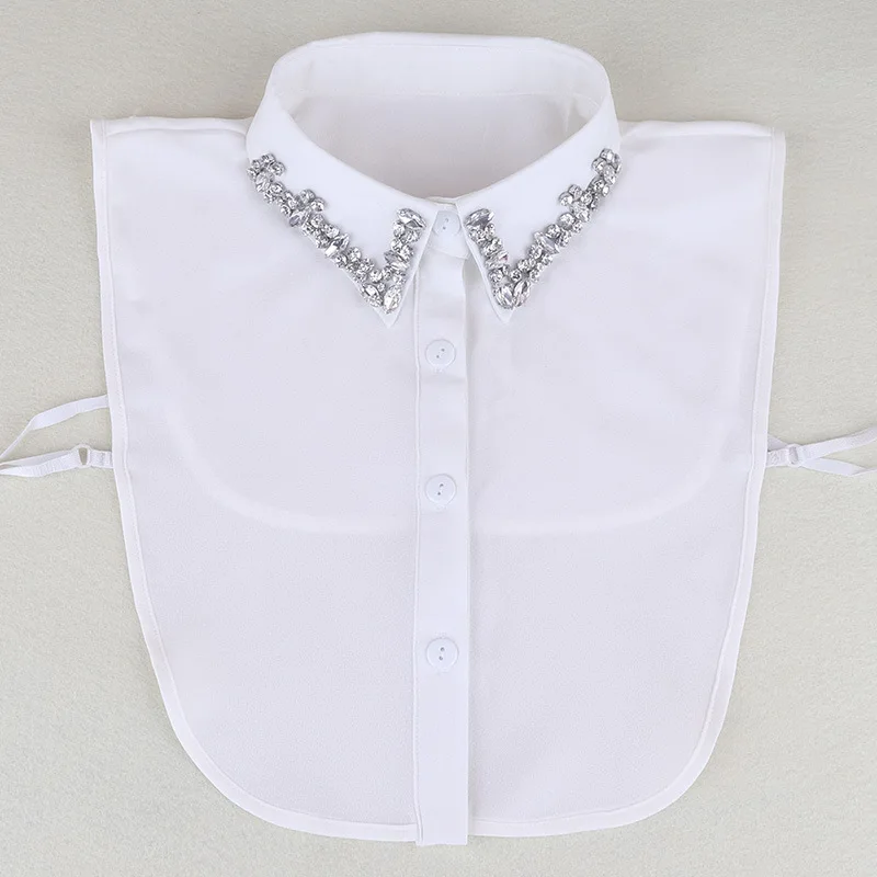 

Модная женская рубашка, ложный воротник, белые бусины, съемный воротник, лацкан стразы, свитер, ложный воротник, подарок для женщин