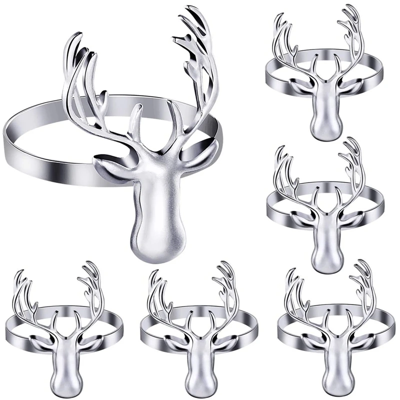 

6 штук, искусственные кольца, рождественские металлические кольца для салфеток в форме лося на Рождество, свадьбу, праздничные Вечеринки, (с...