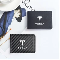 carbon fiber driver license holder cover car driving cover id pass wallet case for tesla model 3 model x y s car accessories