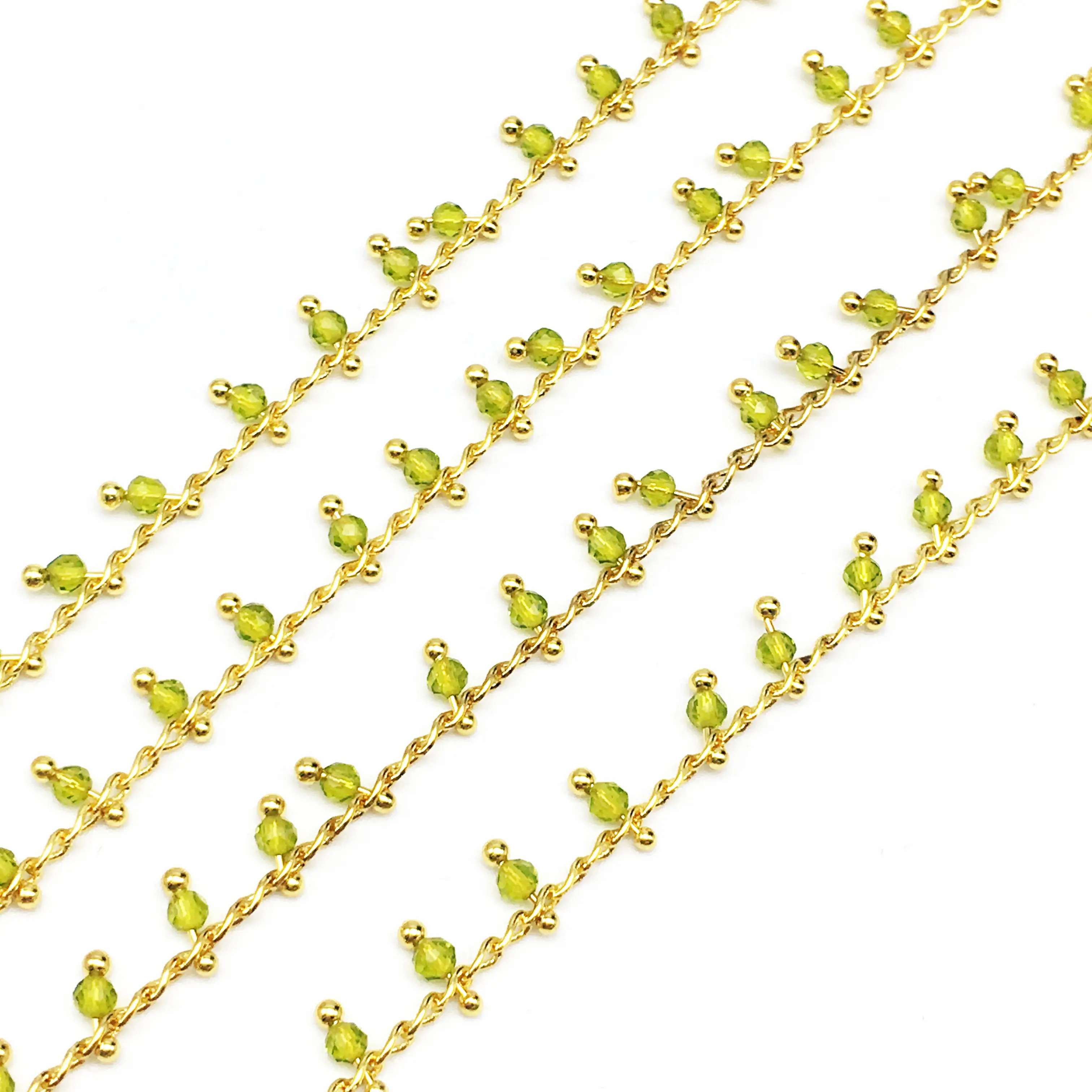 Зеленый цвет бисер из стеклянных кристаллов и цепь медных бусинок 2 мм граненый