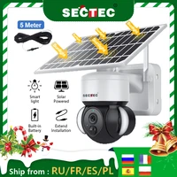 sectec 4g sim card wifi camera 1080p hd solar panel outdoor monitoring cctv cloud solar power security protection surveillance