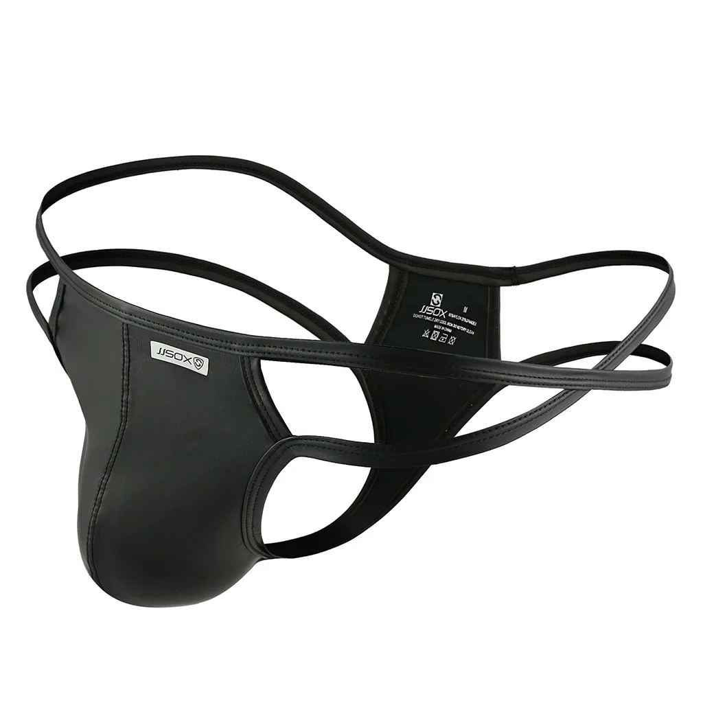 Мужские кожаные трусики сексуальные бесшовные эластичные Трусы стринги с