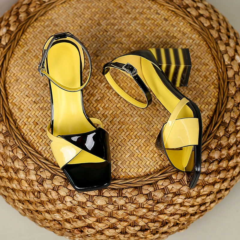 

Sexy Fashion Shoes Woman Mixed Colors Genuine Leather High Heels Sandals For Women 2021 Summer Night Club Women Shoes