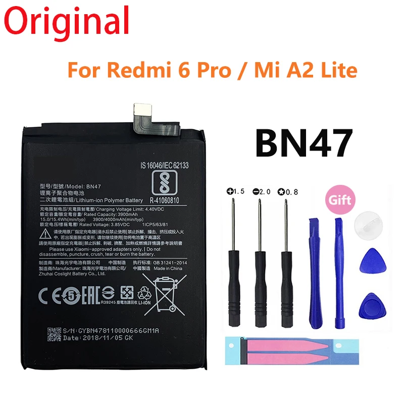 Аккумулятор BN47 100% мАч для Xiaomi Mi A2 Lite/Xiaomi Redmi 6 Pro высококачественный аккумулятор с