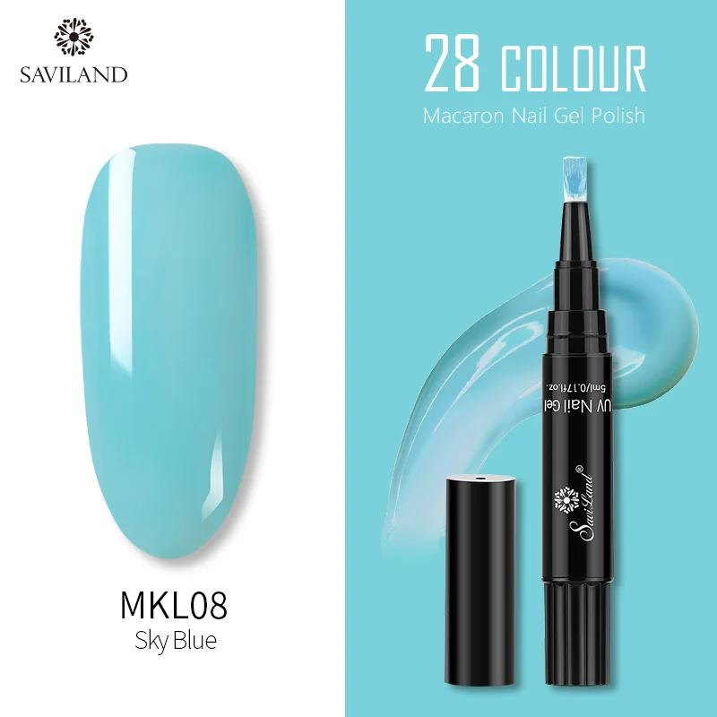 MKL08 SAVILAND 28 цветов блеск Макарон гель лак для ногтей ручка замочить от лак для ногтей праймер верхнее покрытие УФ гель лак для нейл-арта инструменты - Цвет: MKL08