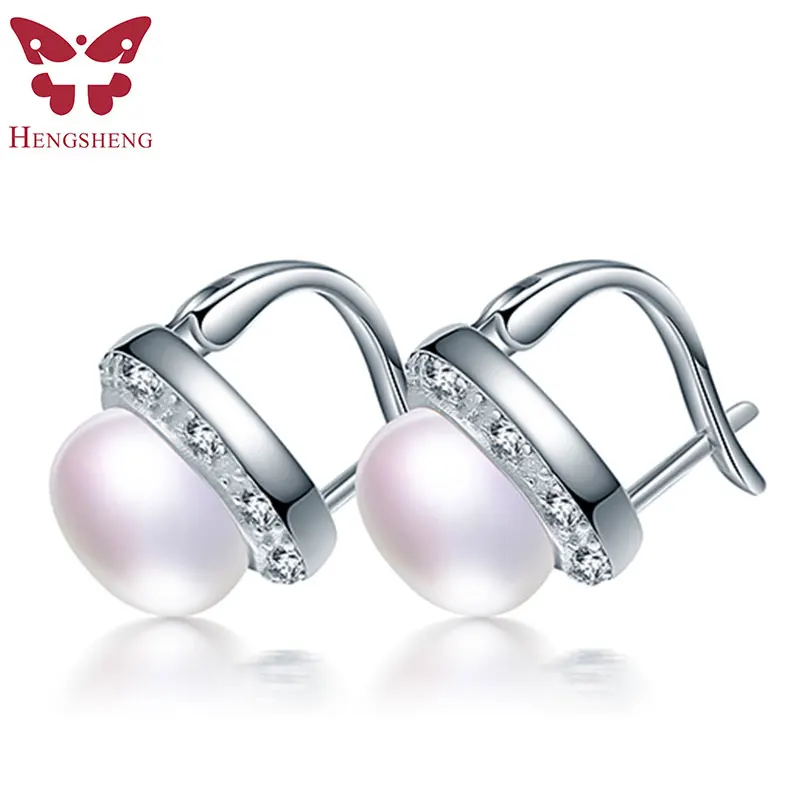 

2021 butterfly buckle stud earrings, freshwater white pink purple black gold color AAAA pearl earring for women fine jewelry