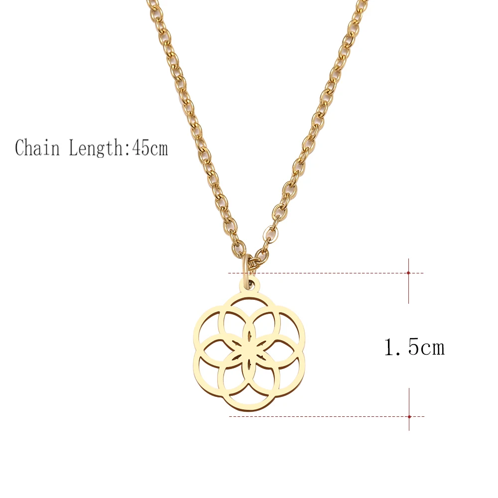 DOTIFI Stainless Steel For Women Geometric Personality Flower Pendant Necklace Gold Color Engagement Jewelry | Украшения и