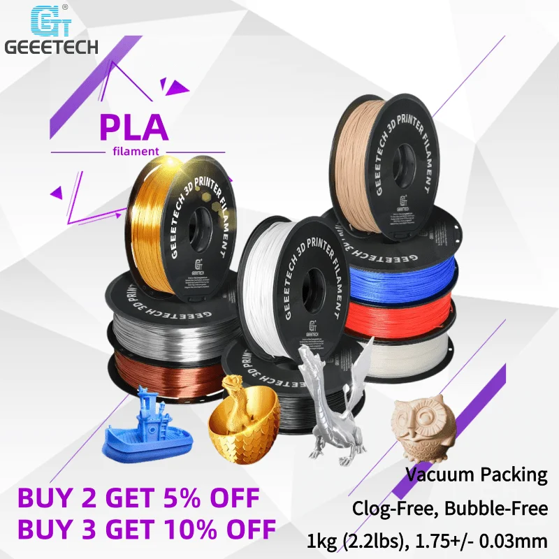 Материалы для 3d-печати GEEETECH нить пла 1 кг (1 75 фунта) вакуумная упаковка 0 03 мм +-мм