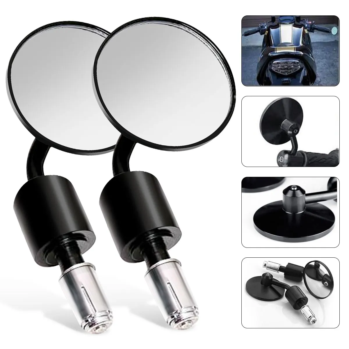 

7/8" 22mm Motorcycle CNC Aluminum Rear View Mirror Handle Bar End Mirrors Universal For Kawasaki/Yamaha/Honda/Suzuki Chopper