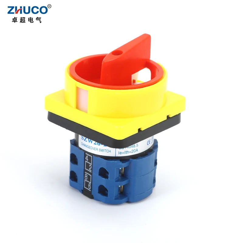 ZHUCO SZW26-202GS 48x8 мм панель 2 полюса 0-1 20A поворотный кулачковый переключатель