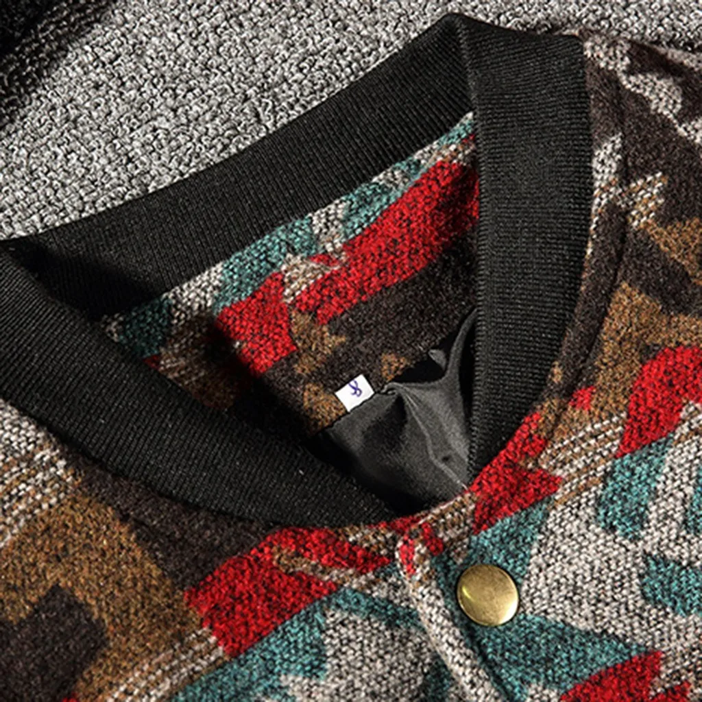 SAGACE Новый дизайн Мужская Этническая ветрозащитная шерстяная куртка с принтом