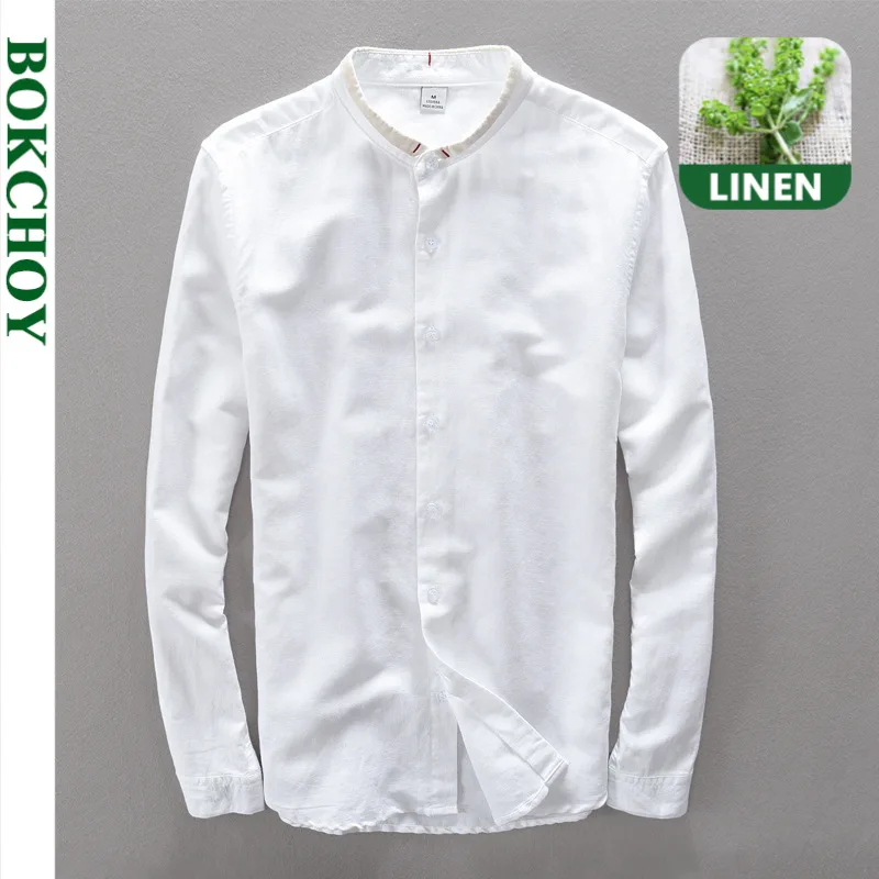 Льняные рубашки Мужская Удобная дышащая Повседневная рубашка из натурального