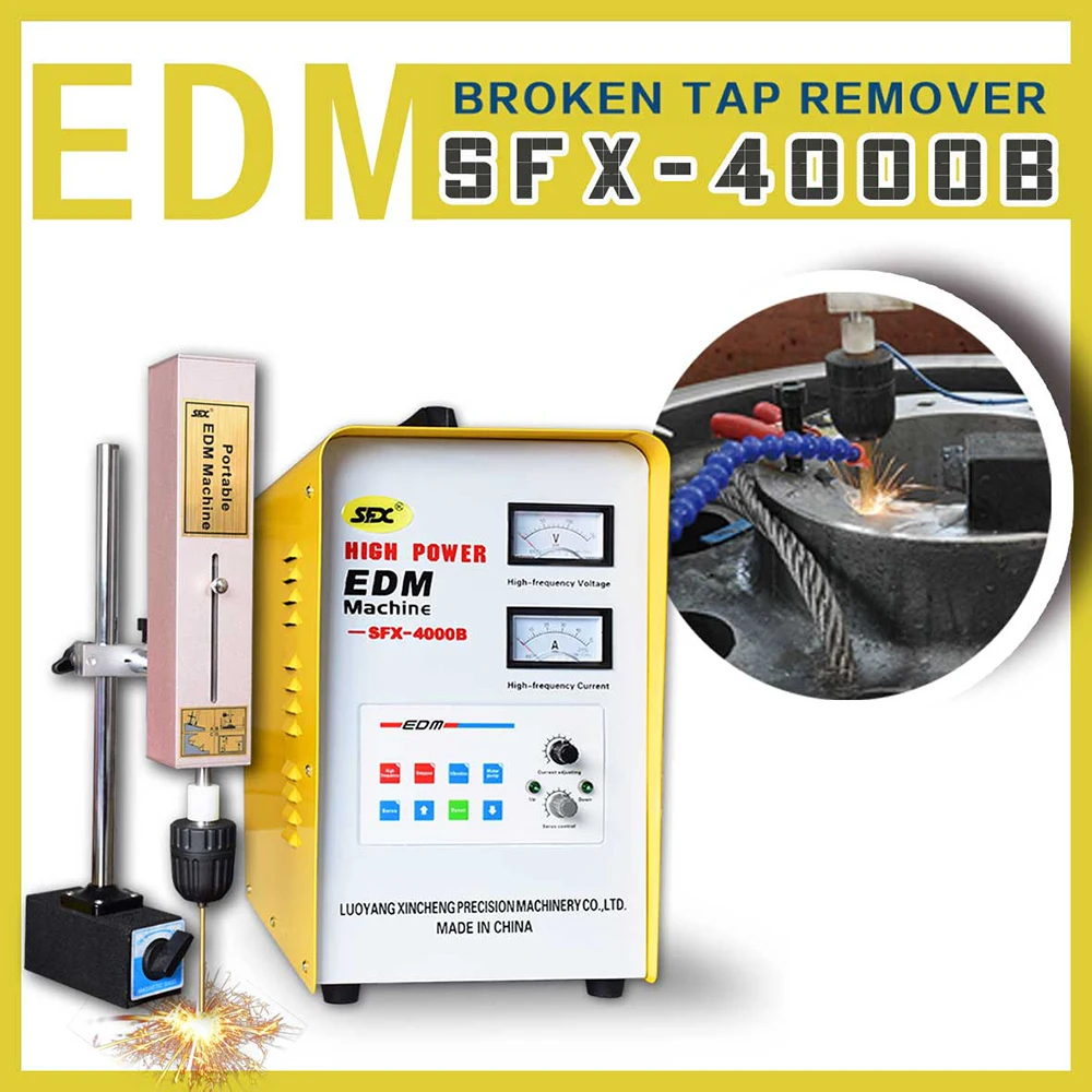 

EDM Broken Tap Drill Remover Machine EDM Portable Spark Erosion M2-M36 Tap Extractor/Buster 3000W 2mm/min High Speed