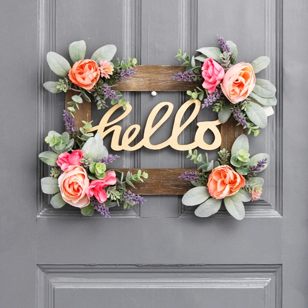 

Приветственная дверная Вывеска «Hello Wreath», Настенный декор для бара и кафе, прямоугольная ручная табличка