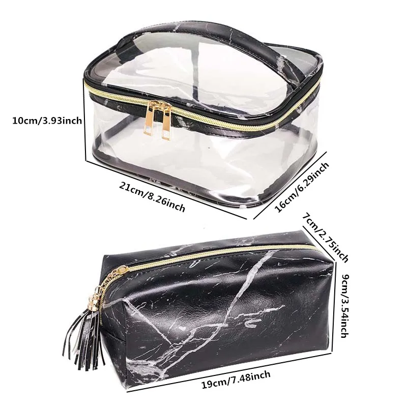 Прозрачные косметички из ПВХ и мрамора женские дорожные кисти для макияжа