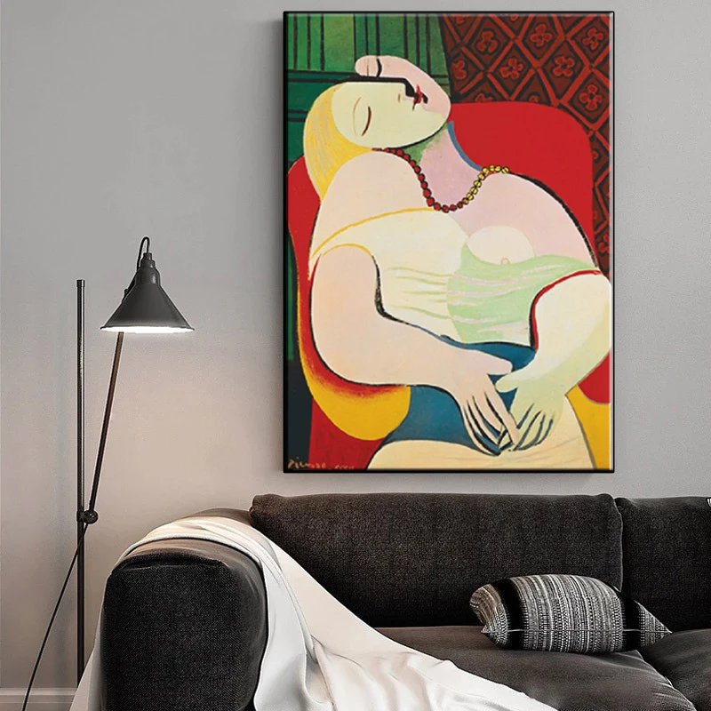 

Scandinavian style Picasso's dream woman abstract canvas painting wall art picture posters and living room decoration paintings