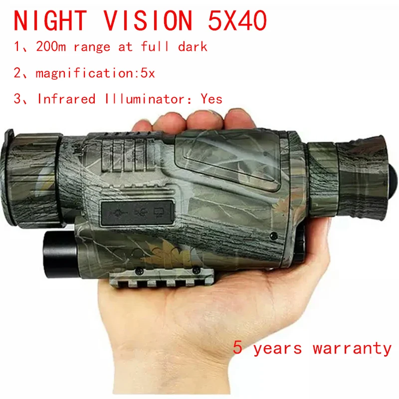 

5X40 Infrared Hunting Night Vision Monocular HD Powerful Telescope Military Digital night-vision Camera long range in Dark night